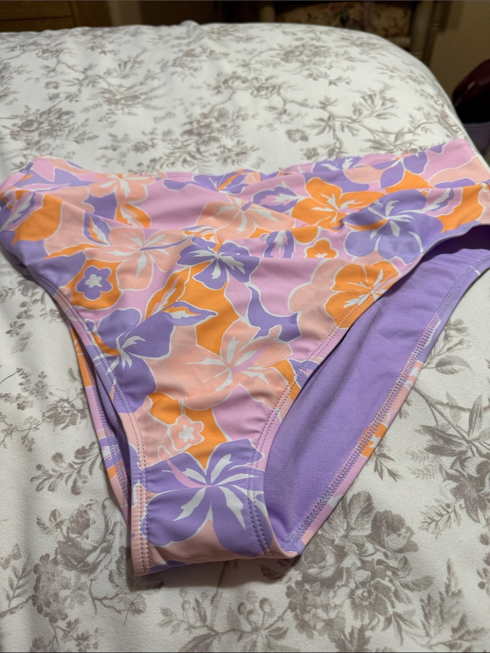 Floral Bikini Bottoms in Lavender, Peach & Orange
